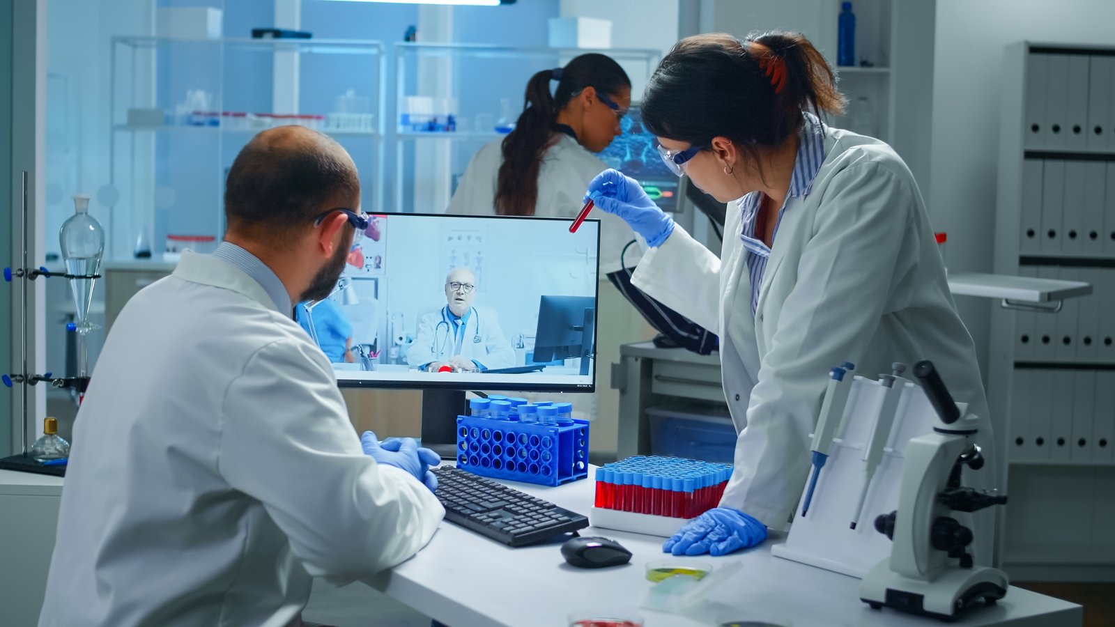 Healthcare professional working in a diagnostic laboratory